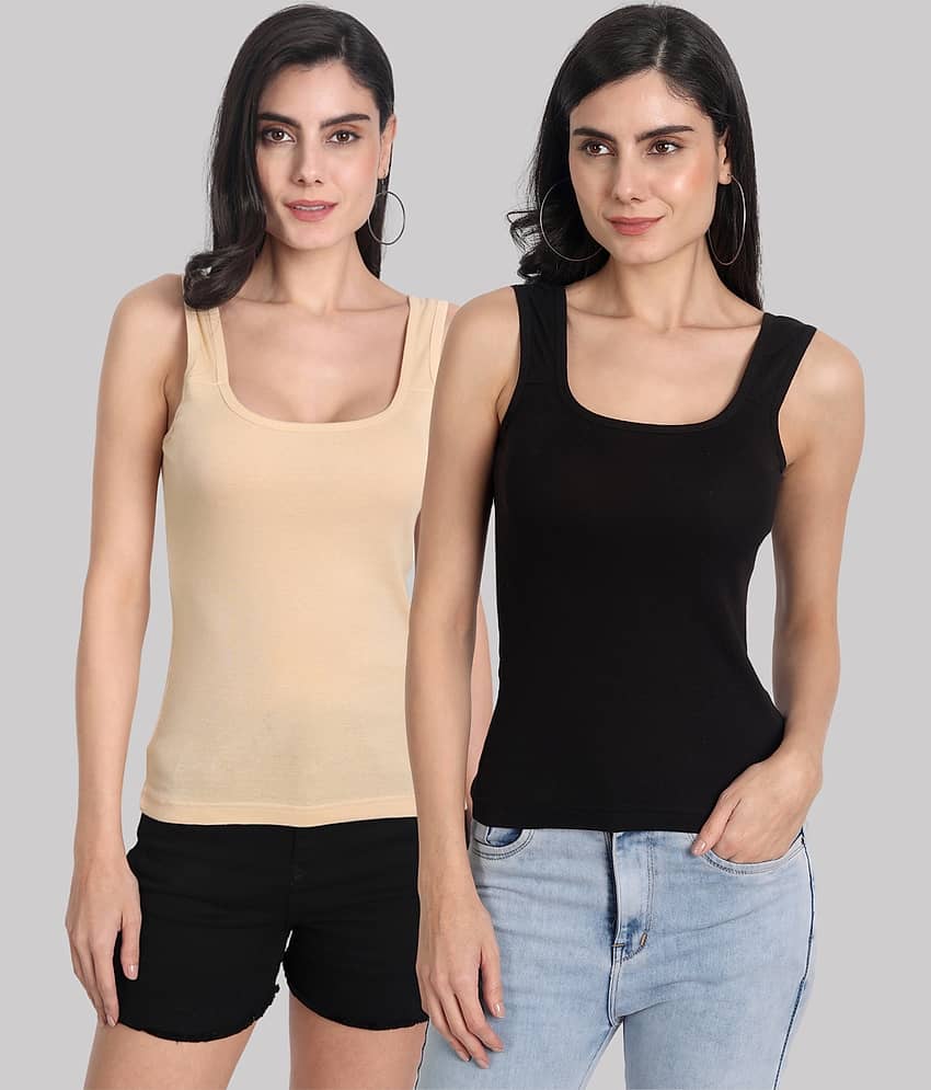 AIMLY Cotton Camisoles - Black Pack of 2