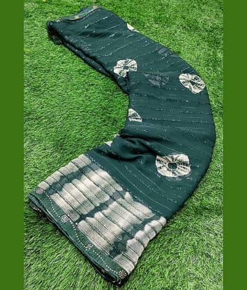 Bhuwal Fashion Georgette Printed Saree With Unstitched Blouse Piece ( Green )