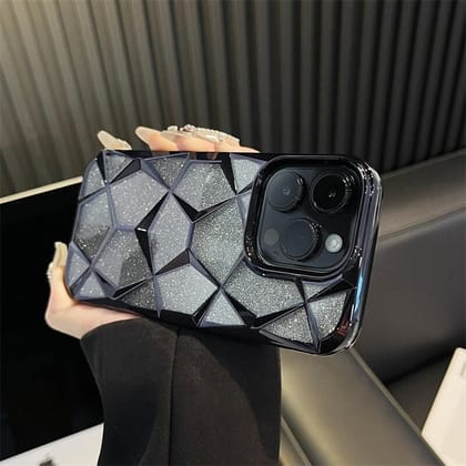 iPhone 13 Series Electroplated Geometric Gradient Bling Case-iPhone 13 Pro Max / Black