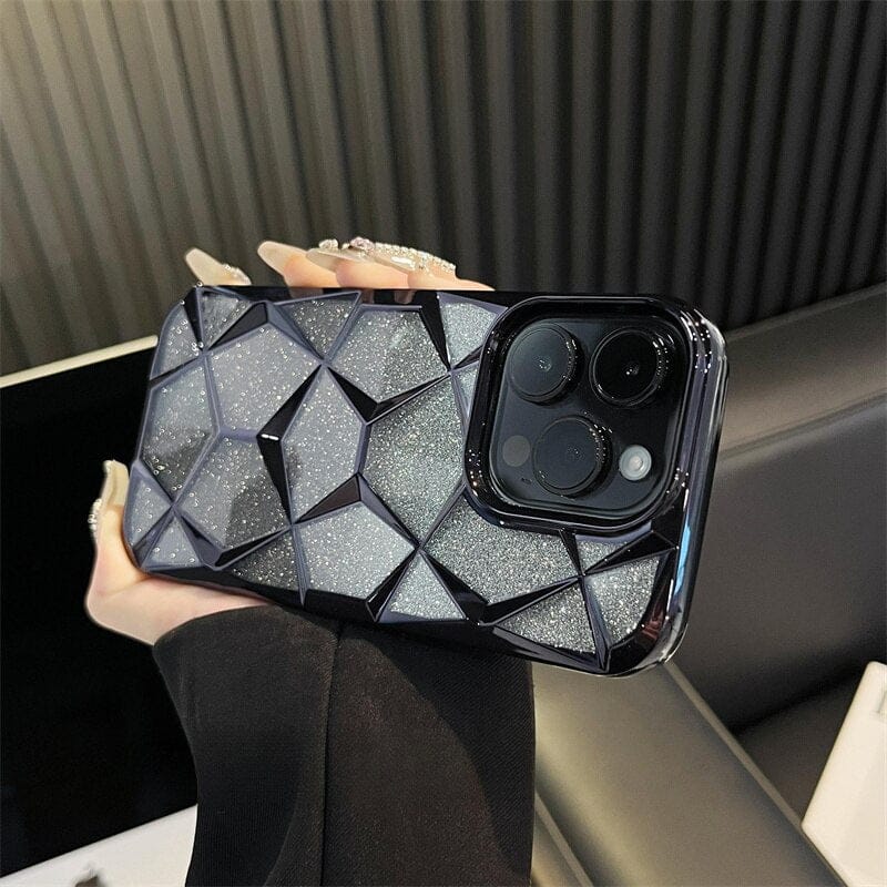 iPhone 13 Series Electroplated Geometric Gradient Bling Case-iPhone 13 Pro Max / Black