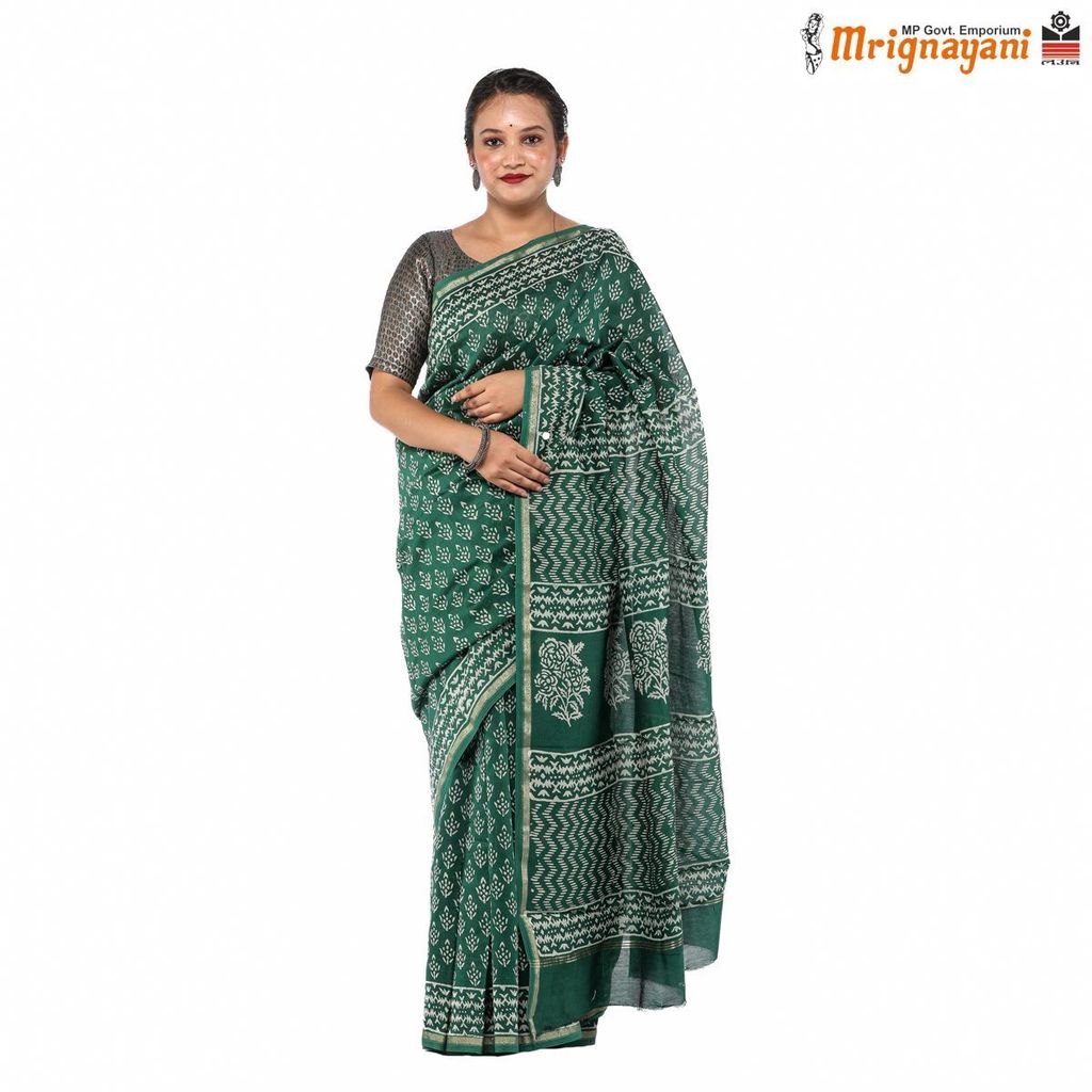 HANDLOOM CHANDERI SILK SAREE WITH BLOUSE (SKU - 1SCZ01250522, SAREE-1074) - Sarees | Buy online on ZillyBuy