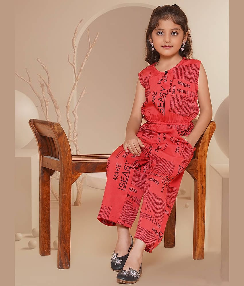 Arshia Fashions Girls Crepe Jumpsuit ( Pack of 1 , Orange )