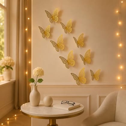 Wall Stickers | Beautiful Decor (Shimmer Golden, Set of 12), Kraft Paper, Reusable Wall Stickers | Beautiful Decor (Shimmer Golden, Set of 12), Kraft Paper, Reusable