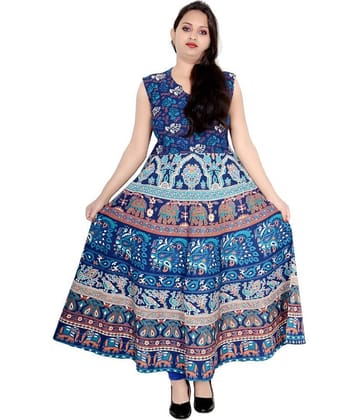 Sttoffa - Turquoise Cotton Women's Flared Kurti