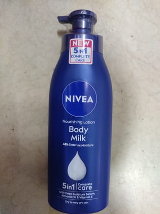 Nivea Nourishing lotion Body Milk 48h | intense moisture Care 5in1 With deep moisture serum, Almond oil & vitamin e 