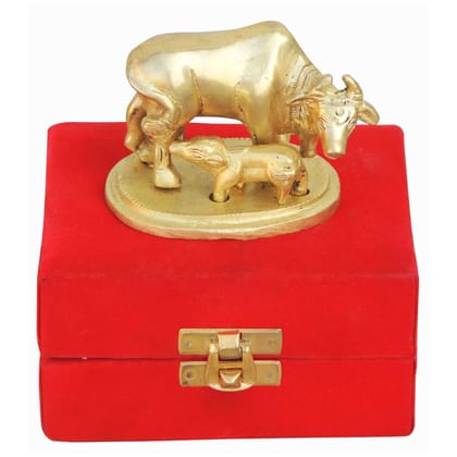 Brass Cow Idol - Handcrafted Traditional Showpiece, Height : 2.5 Inch (BSMAS391 X)