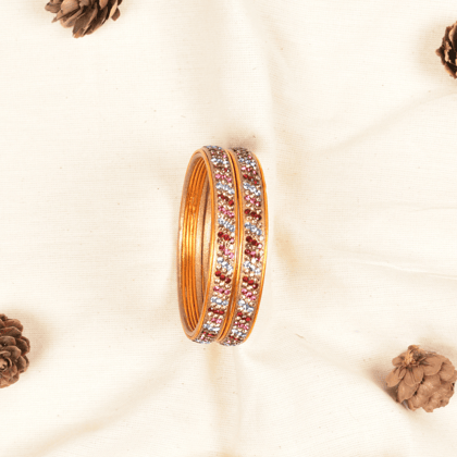 Pair of lac bangles in multicolour tones-2-2