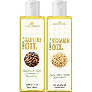 PARK DANIEL Premium Virgin Sesame Oil and Castor oil Combo pack of 2 bottles of 100 ml(200 ml) Hair Oil (200 ml)