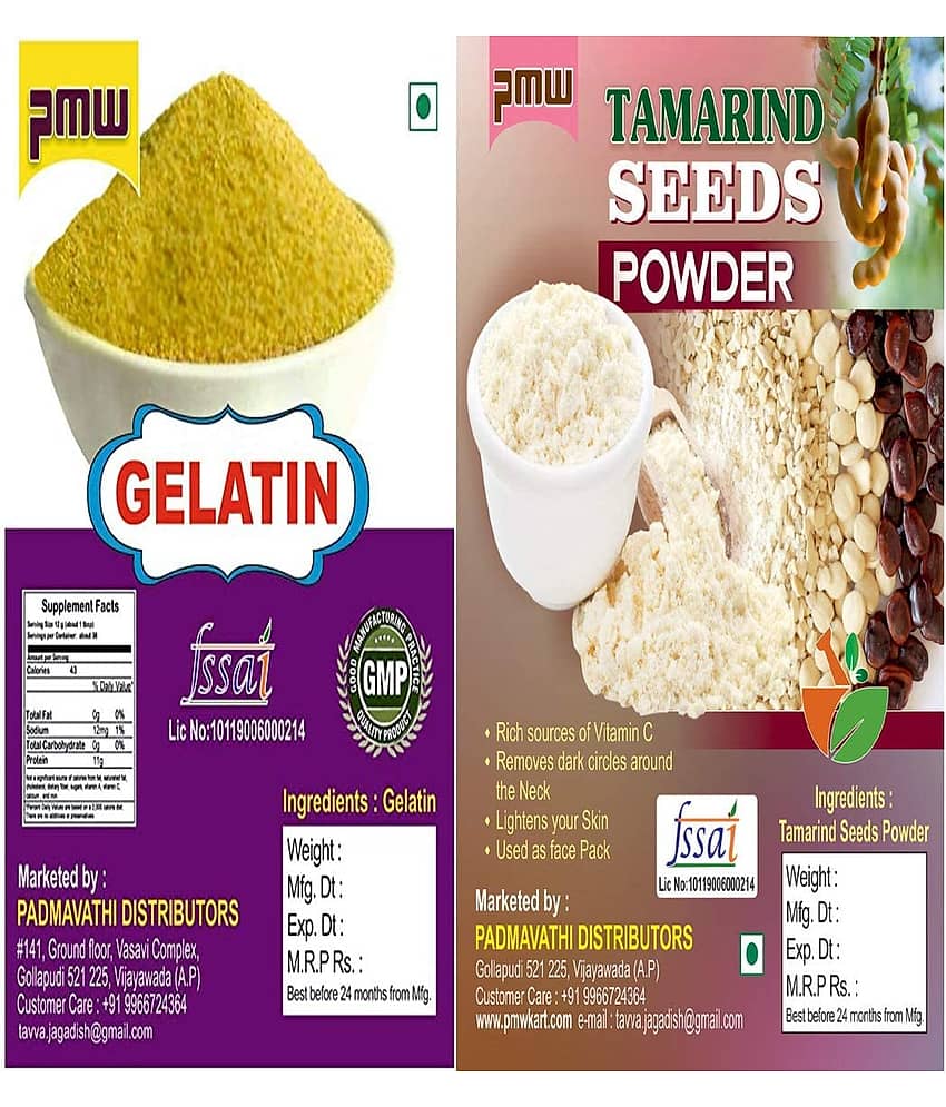 Combo Offer (100 G + 100 G) - Tamarind Seed Powder & Gelatin Powder 100% Pure Edible - For Knee Pains