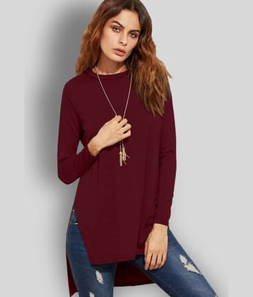 Dream Beauty Fashion Women's Cotton Blend Asymmetrical Top ( Maroon )