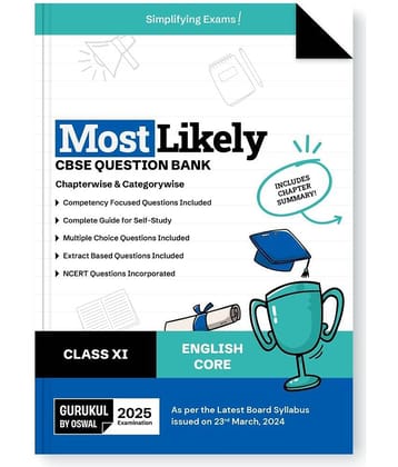 Gurukul By Oswal English Core Most Likely CBSE Question Bank for Class 11 Exam 2025 - Chapterwise & Categorywise, Competency Focused Qs, Study Guide,