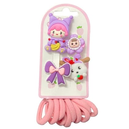 Kids' Hair Tie Set - Cartoon Characters & Bows 