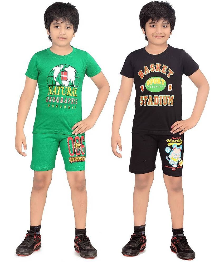 Dongli Pack of 2 Boys Cotton T-Shirt & Shorts Set ( Multicolor )