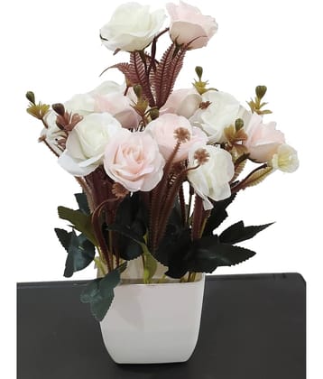 BAARIG - Off White Rose Artificial Flower ( Pack of 1 )