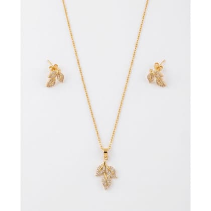 Pendant Set Gold-Toned Leaf Inspired 