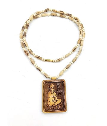 Siddh Shri Bageshwar Dham Balaji Tulsi Original & Natural Wood Tulsi Kanthi Mala With Hanuman ji Pendant Locket