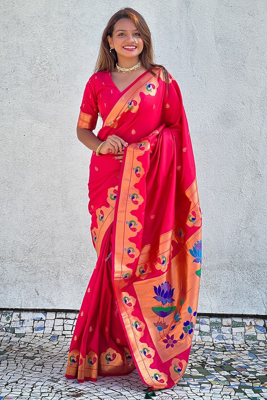 Red Paithani Saree