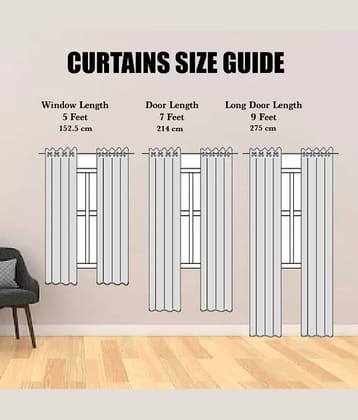 N2C Home Solid Semi-Transparent Eyelet Curtain 5 ft ( Pack of 2 ) - Multicolor