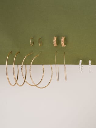 6 pair sparkling big hoop Earrings
