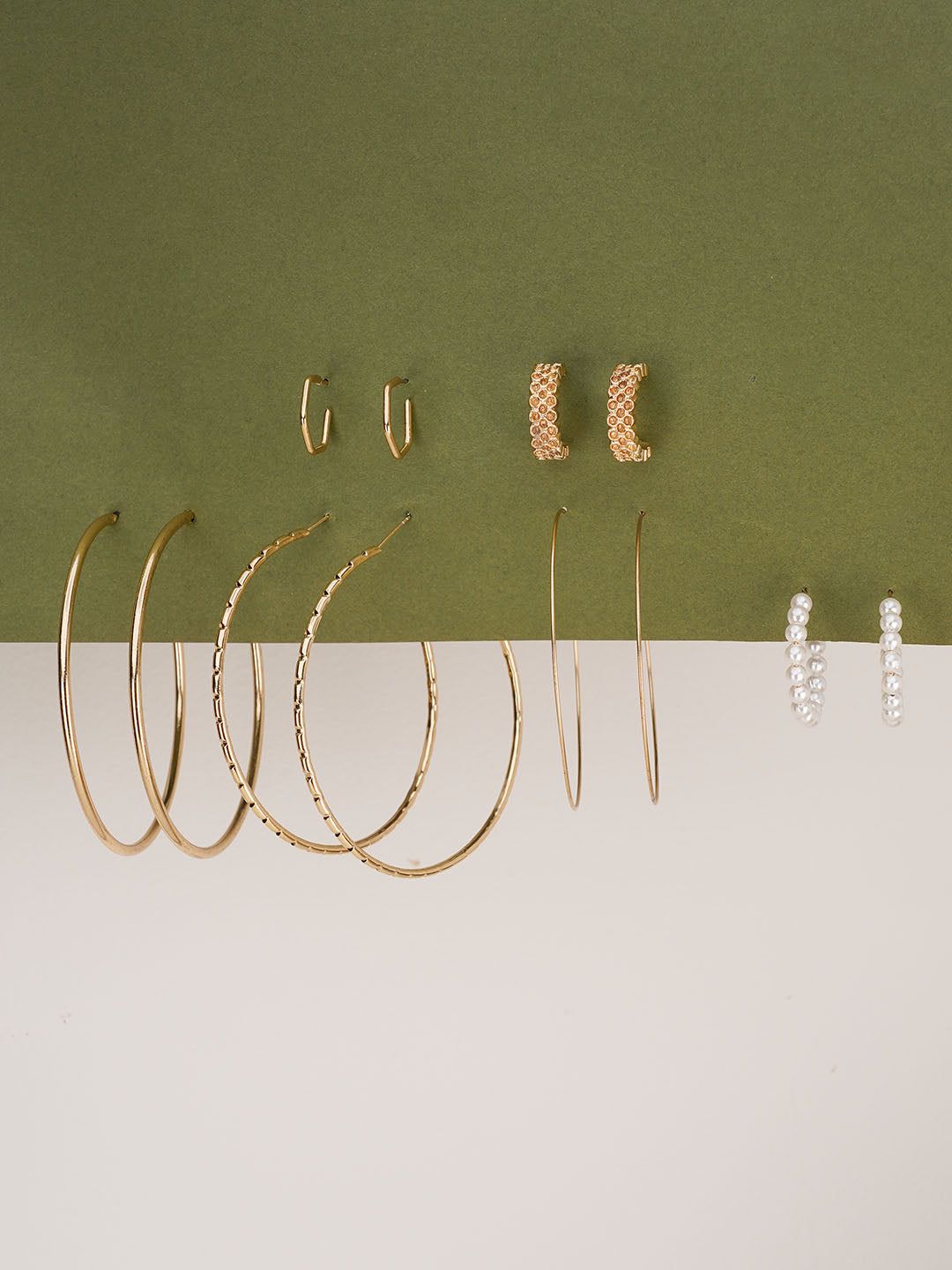 6 pair sparkling big hoop Earrings