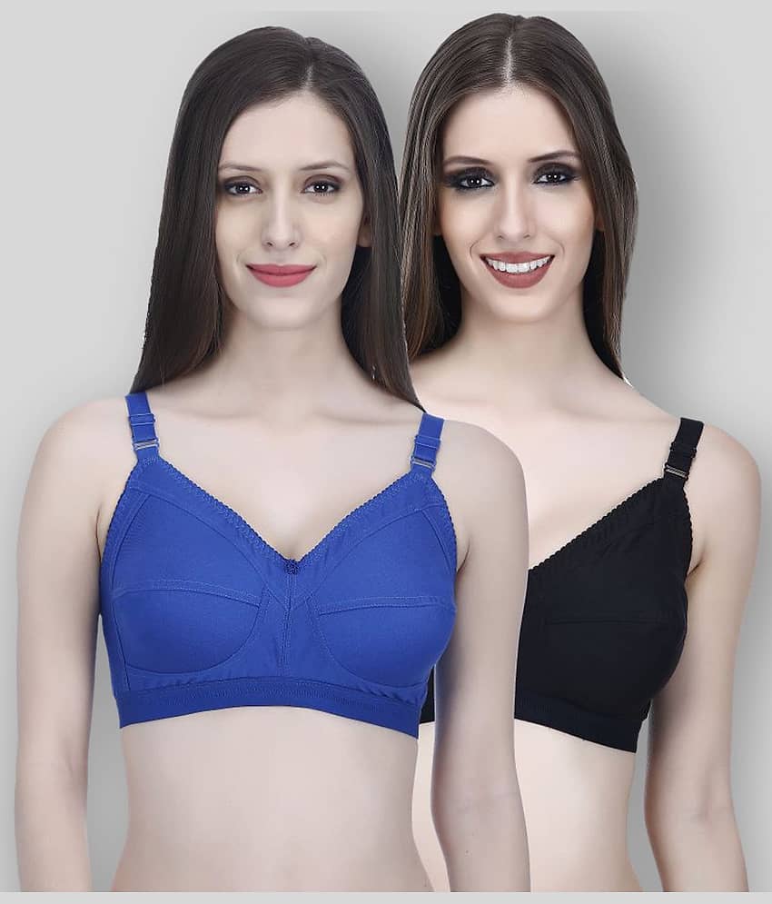 Elina Pack of 2 Cotton Non Padded Women's T-Shirt Bra ( Multi Color )