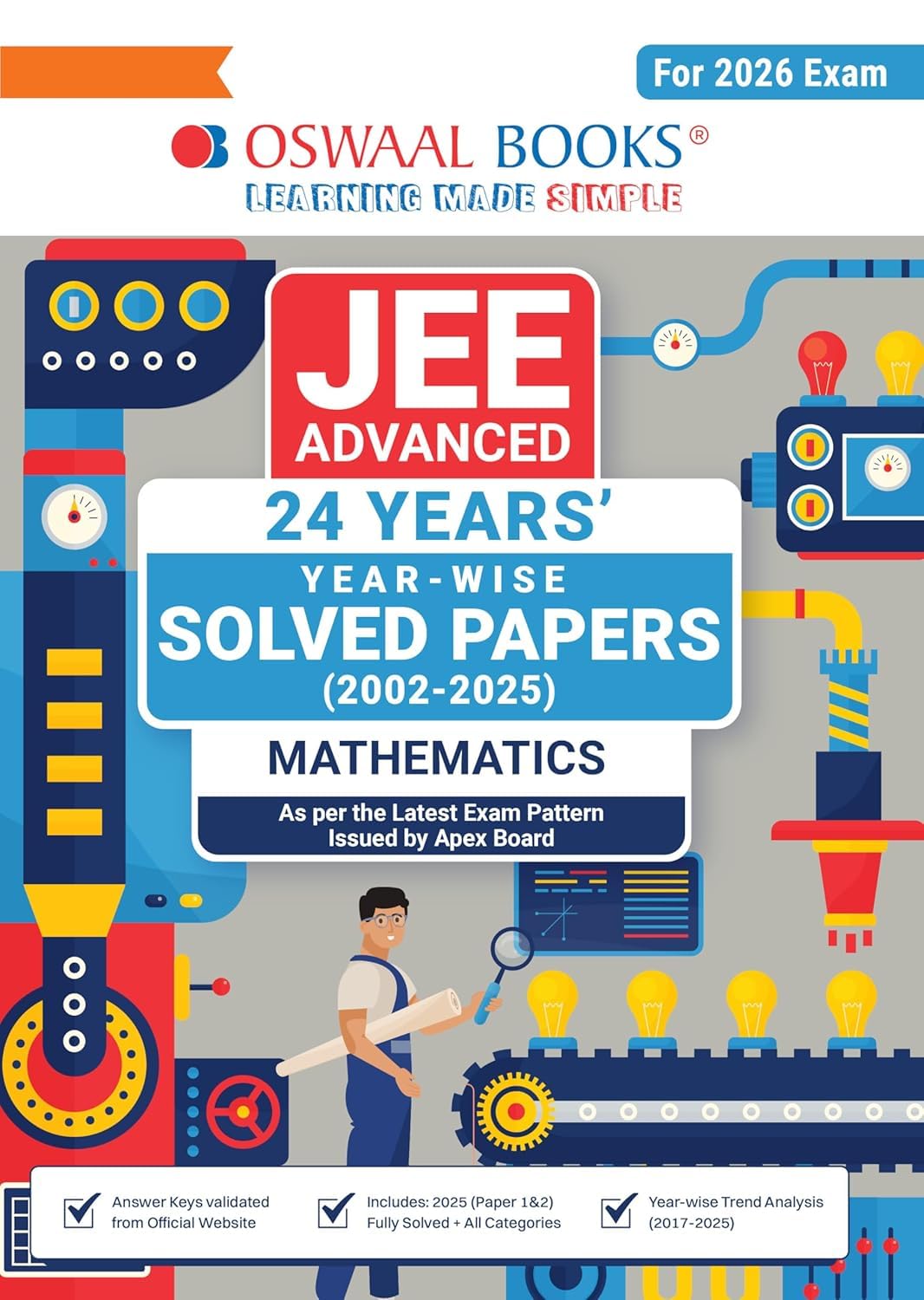 Oswaal JEE Advanced Mathematics 24 Years Solved Papers (2002-2025), Year-wise with 2025 Paper 1 & 2, Latest Exam Pattern [Paperback] Oswaal Books And Learning Private Limited