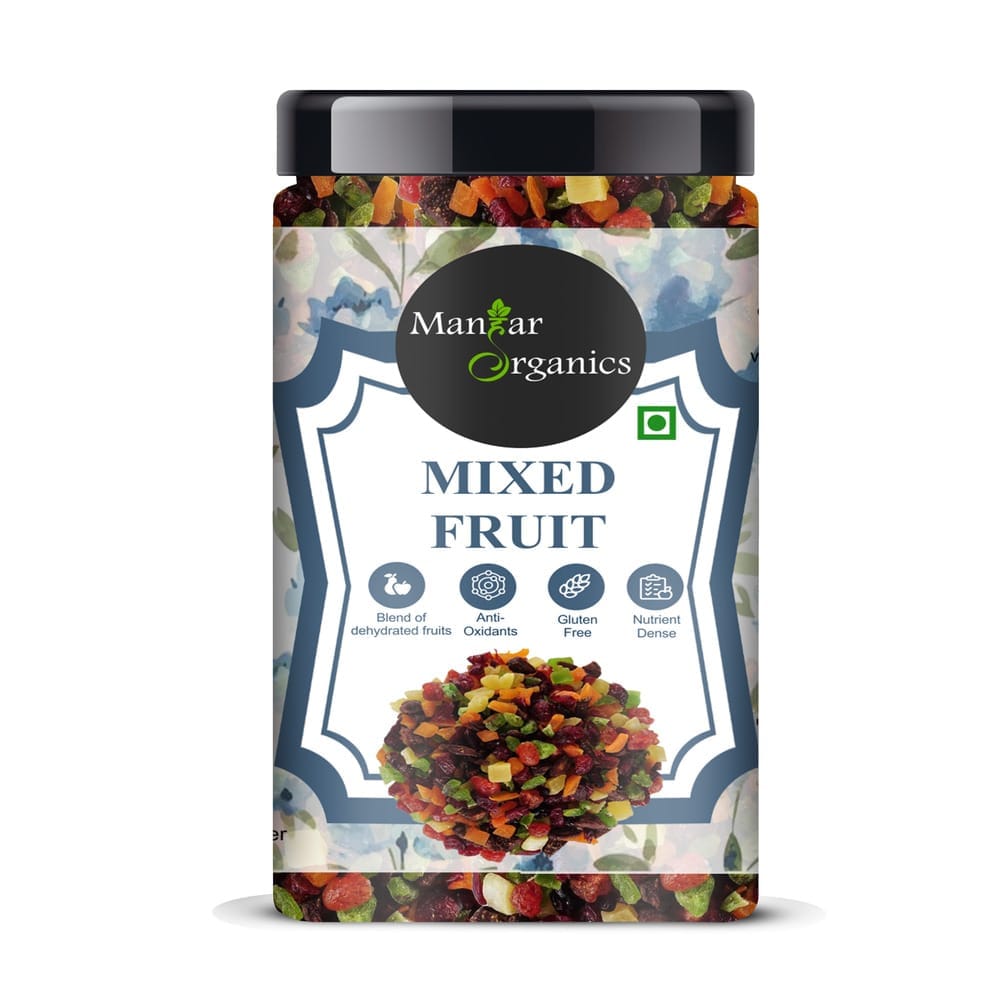 ManHar Organics Dried Fruits Mix Jar 550gm | Kiwi, Pineapple, Papaya, Pomelo, Berries & Mango | Rich in Vitamins, Minerals & Fiber | Healthy Snack for All Ages
