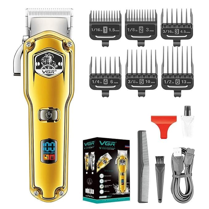 VGR V-693 Fully Waterproof Trimmer 150 min Runtime 6 Length Settings (Gold)