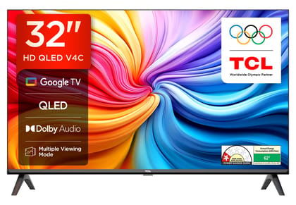 TCL 80 cms (32 inches) V4C Series HD Ready Smart QLED Google TV 32V4C TCL 80 cms (32 inches) V4C Series HD Ready Smart QLED Google TV 32V4C - Black / 32 inches