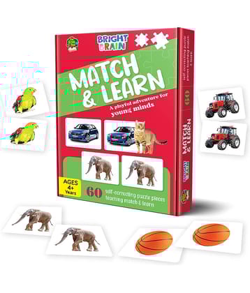 The Book Tree Bright Brain Match and Learn 60 Piece (30 Sets) Jigsaw Puzzle for Preschoolers, Educational Toy for Learning Picture Matching, Gifts for Kids Ages 3 to 6