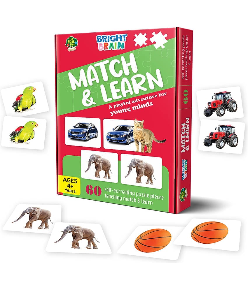 The Book Tree Bright Brain Match and Learn 60 Piece (30 Sets) Jigsaw Puzzle for Preschoolers, Educational Toy for Learning Picture Matching, Gifts for Kids Ages 3 to 6