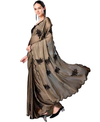 Women's Viscose Silk Embroidered Saree With Unstitched Blouse 5.5Mtr (Beige)-PID67231