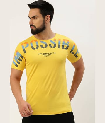 Showoff Cotton Slim Fit Printed Half Sleeves Men's T-Shirt - Yellow ( Pack of 1 )