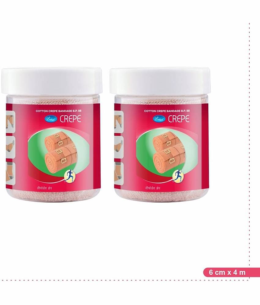 Leeford Cotton Crepe Bandage, Stretchable & Comfortable Support, cotton, 6cm x 4m, Pack of 2