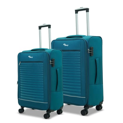 Sky Carry Stripe On 2-Piece Luggage Set | Expandable & Anti-Theft | 360 Dual Spinner Wheels | AVIATION GRADE Aluminium Telescopic Handle | Durable Twill Material (Teal) Sky Carry Stripe On 2-Piece Luggage Set | Expandable & Anti-Theft | 360 Dual Spinner Wheels | AVIATION GRADE Aluminium Telescopic Handle | Durable Twill Material (Teal)