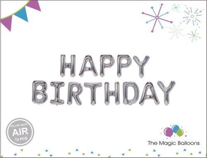 Happy Birthday Silver Foil Balloons - Pack of 13 - Perfect for Birthday Party Decorations