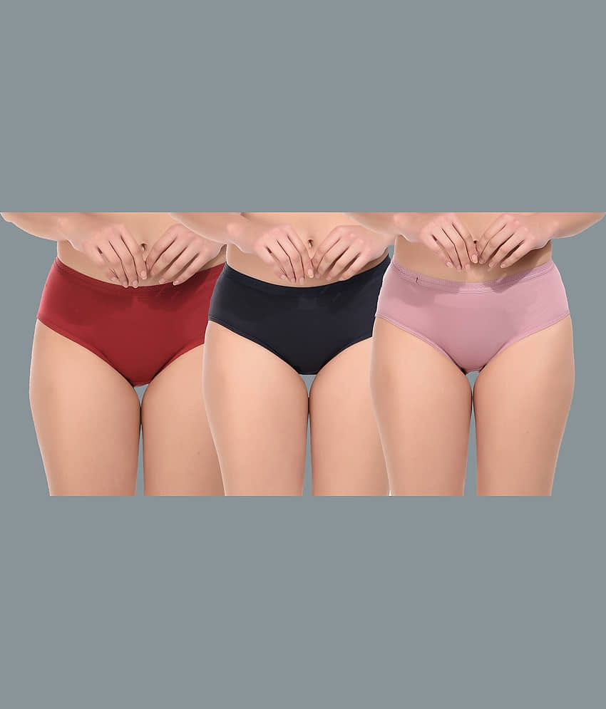 Elina Pack of 3 Cotton Solid Women's Briefs ( Multicolor )