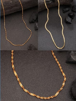 NVR Women's Set of 3 Gold-Plated Minimal Chain-Onesize / Gold / Alloy