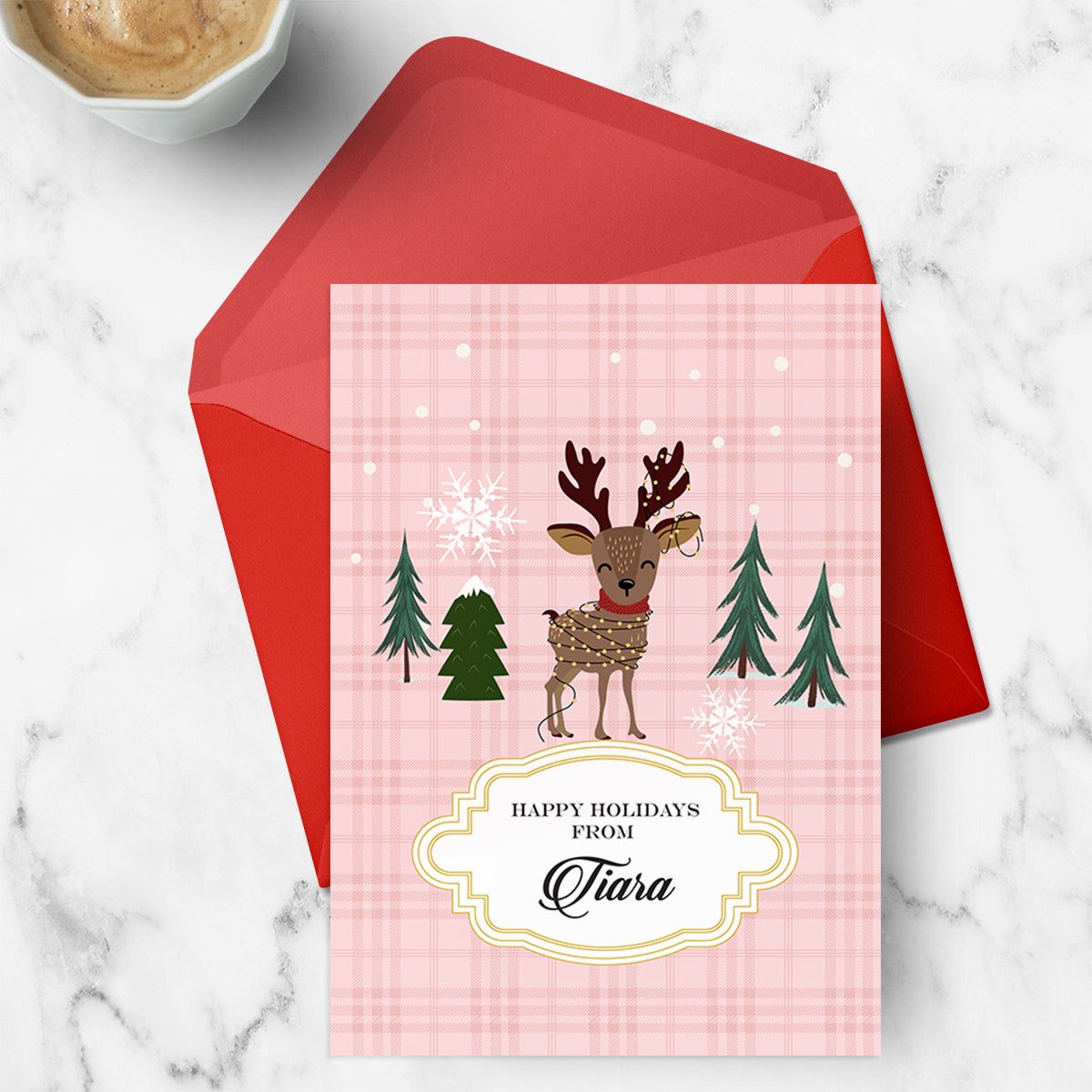 Rudolph in Christmas Lights Greeting Card