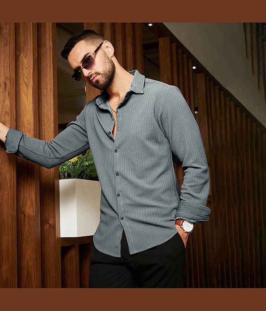 Eyebogler Polyester Regular Fit Solids Full Sleeves Men's Casual Shirt - Black ( Pack of 1 )