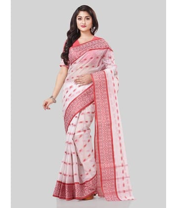 Desh Bidesh Cotton Self Design Saree Without Blouse Piece ( Red )