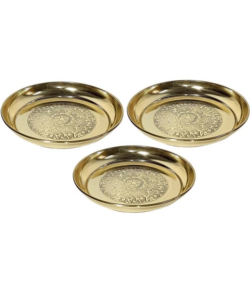 A & H ENTERPRISES - Sweet Dish Bowl /  Halwa Plate Brass Decorative Bowl 100 mL ( Set of 3 )