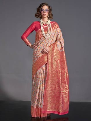 Vanila Banarasi Jamawar Woven Soft Silk Saree