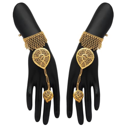 Gold Plated Hathphool-Length: 14.00 CM x Width: 15.00 CM / Gold / Alloy With Good Quality Gold Plated