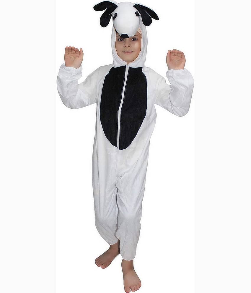 Kaku Fancy Dresses Sheep Farm Animal Costume -White & Black, 3-4 Years, For Boys & Girls