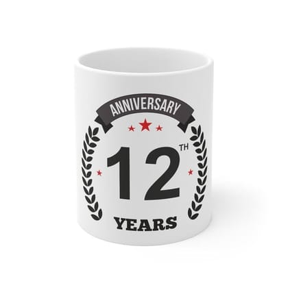 DARSHANS Ceramic 12th Anniversary Printed Coffee Mug (Color: White, Capacity:330ml)
