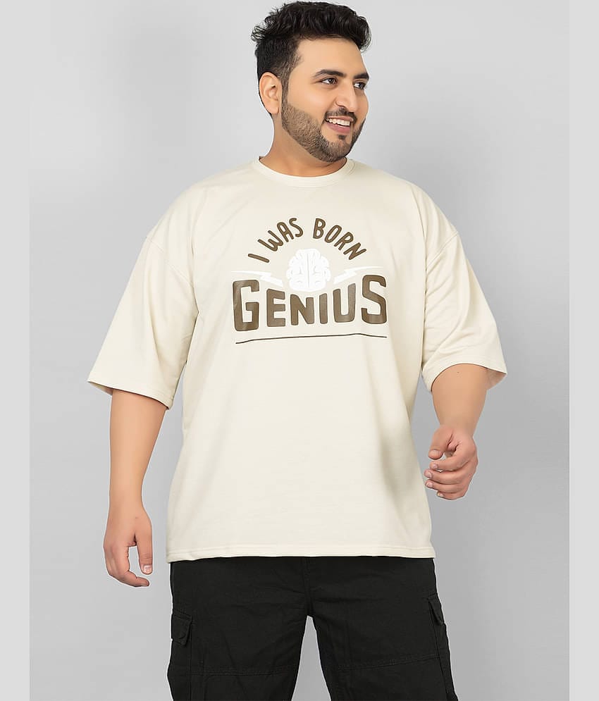 Chkokko Pack of 1 Cotton Blend Oversized Fit Men's T-Shirt ( Khaki )