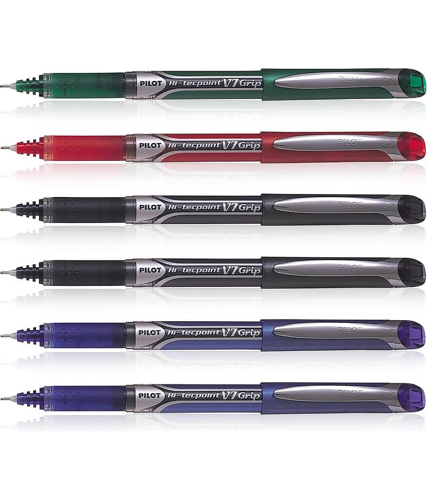 Pilot Hi-tecpoint V7 Pen (2 Blue/2 Black/1 Red/1 Green) Roller Ball Pen