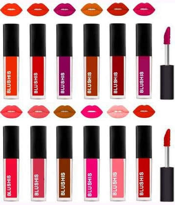 BLUSHIS High Defination Multi Color Matte Lipstick Combo (Pack of 12)
