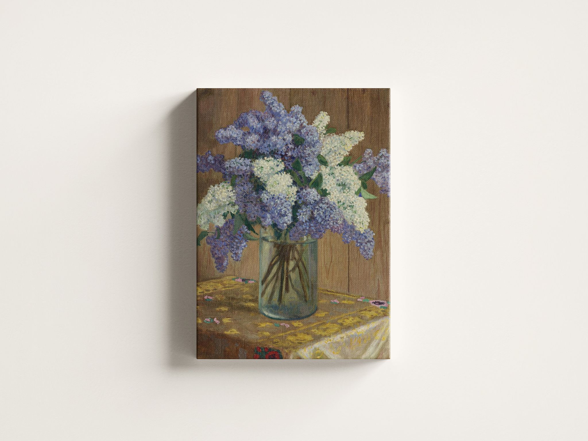 FURNISHUB Still Life With Lilacs by Nikolai Bogdanov-Belsky | Home Decor Wall Art | Ideal Decor Piece for Home | Wall Decor Art Piece | Gallery-Wrapped Canvas | Home decor article | Wall Decor Painting